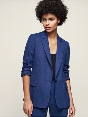 REISS Malani Blue Blazer Size 6 Single Button Tailored Career Chic Jacket